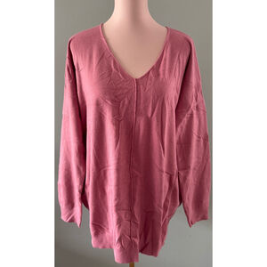 Women's Racheal Pink V-Neck Sweater Size 2XL/3XL